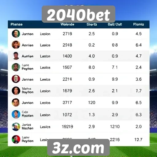 Estatísticas de jogadores no 2040bet